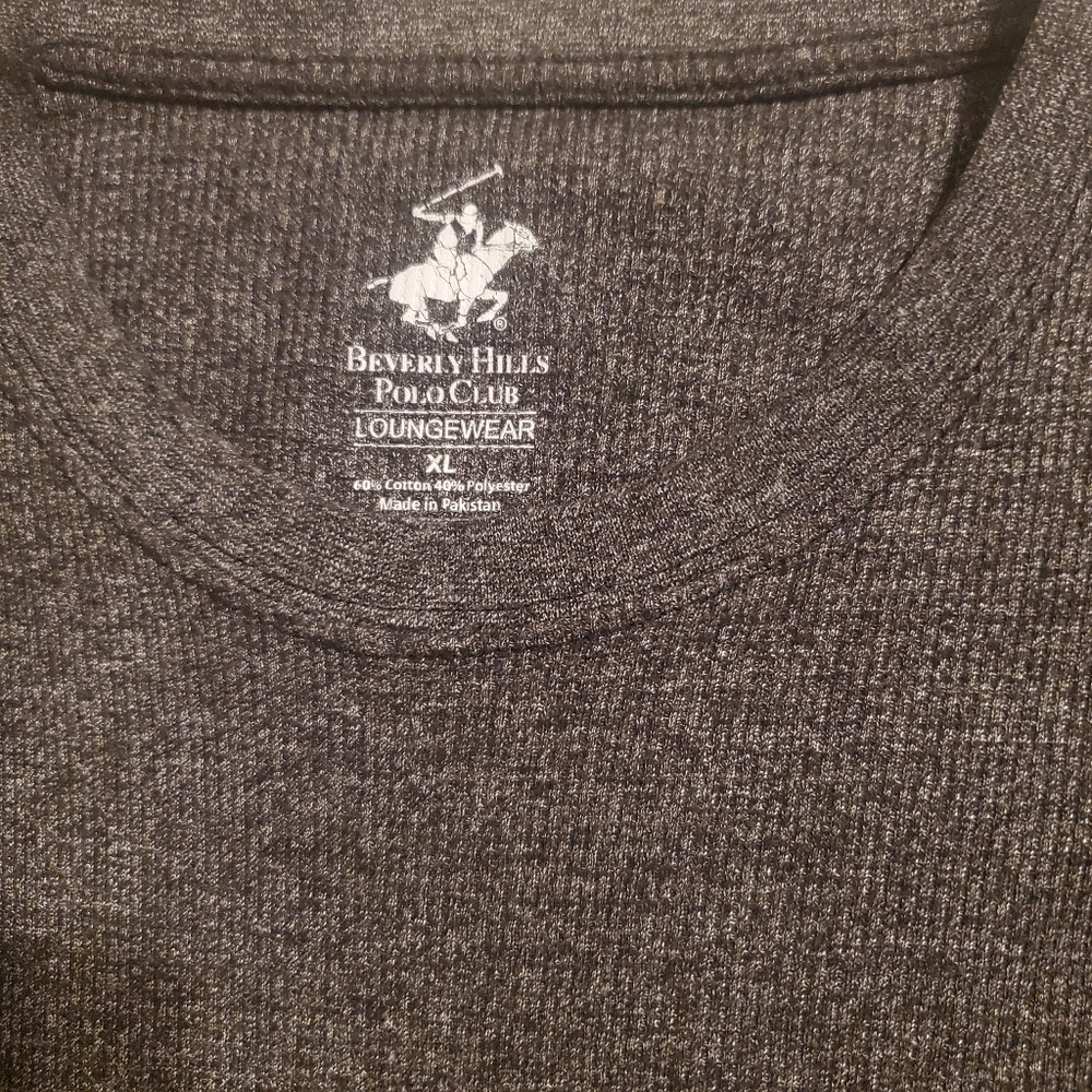 Beverly Hills Polo Club Charcoal Long Sleeve Men's Tee - Picture 3 of 4